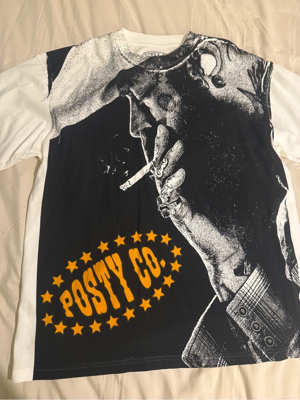 Men’s Graphic T-Shirt – Black & White with Yellow Print